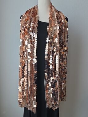 Sequin Shiny Disco Scarf Rose Gold Mesh Material 72 Inch Sparkle Bling Party